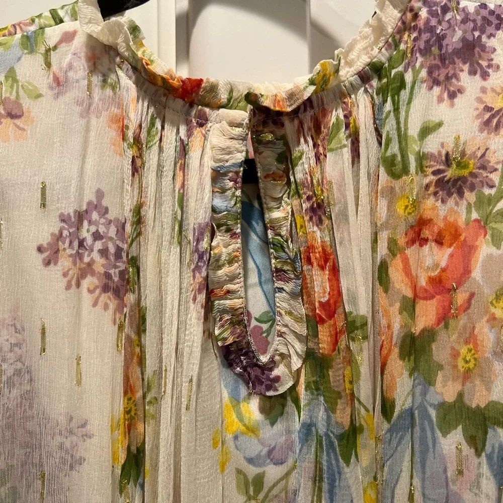 Needle & Thread Floral Diamond Chiffon Dress in Champagne - Picture 9 of 11